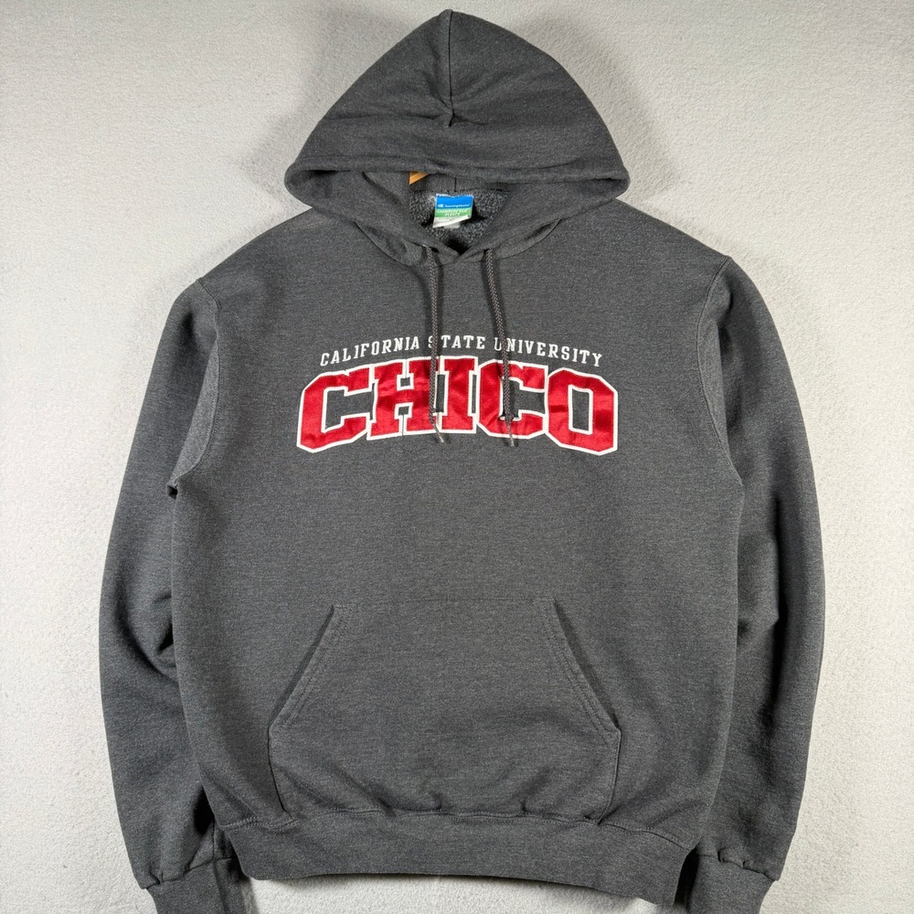 Champion CSU Chico Hoodie Mens Medium Charcoal Grey Eco Fleece Pullover